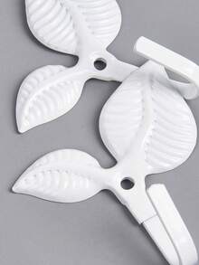 2pcs Leaf Shaped Metal Curtain Hooks With Screws, Multi-Color Options, Suitable For Wall And Curtain Rods - Multicolor - View 9