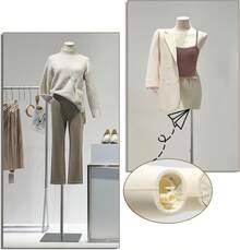 GCCSJ Female Mannequin, Hanging Pants & Skirts Dress Mannequin With Stand, Height Adjustable Torso For Clothing Dress Jewelry Display, Sewing, Silver - 銀色底座 - 查看 3