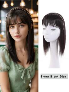 Hairband With Choppy Bangs, One-Piece Hair Extension For Women, Covering Gray Hair, Adding Volume, And Straight Bangs. - Multicolor - View 17