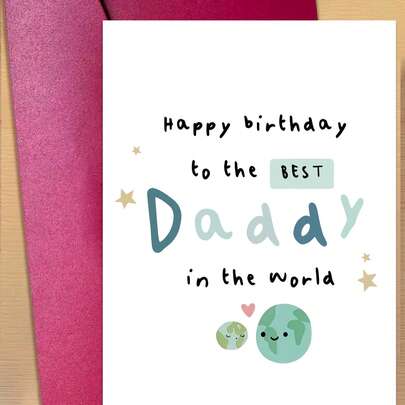1pc Heartfelt Father's Birthday Card - Unique Design, Vibrant Colors, High-Quality Paper, World's Best Dad Message - Ideal For Husband, Dad's First Birthday, Eid Al-Adha Celebration