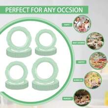 60PCS Light Green Scalloped Paper Plates - 7 Inch And 9 Inch Pastel Dessert Plates Dot Pattern Snack Plates Disposable 300gsm -Friendly Scallop Plates For Parties Weddings Picnics - Chấm xanh - Xem 5