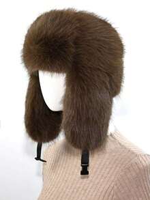 1pc Thick Faux Fur Trapper Hat, Hat And Scarf Set Suitable Autumn/Winter Outdoor Activities, Warm & Versatile Hiking, Skiing, Cycling And Daily Wear, Retro Acrylic Bucket Hat, Thermal Lined Hat, Halloween - A - 查看 5
