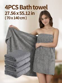 Bộ 4 khăn, gồm 4 khăn mặt và 4 khăn tắm, nhiều kích cỡ khác nhau, chất liệu lông cừu san hô mềm mại, thấm hút và khô nhanh, thích hợp cho phòng tắm, spa, phòng tập thể dục, bơi lội, quà tặng ngày Valentine và nhiều dịp khác. - Nhiều màu - Xem 17