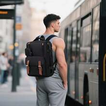 Carry On Backpack,Lightweight Travel Backpack | Computer Bookbag For School Work Women Men Girls Boys College Airplane - Black Brown - View 8