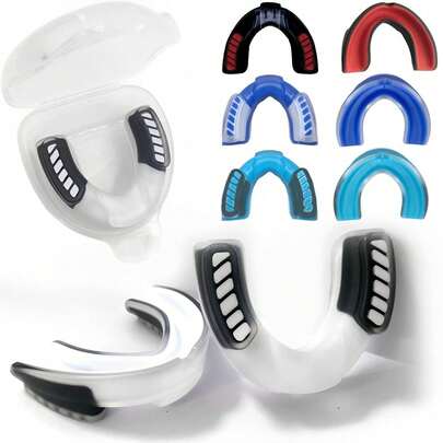 4Pcs Protector Bucal Box, Bucales de Box Deportivos Profesionales, Absorción de Impactos de Silicona Protege los Dientes, Apto para Fútbol Americano, Boxeo, Combate, MMA, Jiu-Jitsu, Lacrosse