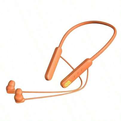 1pc Orange Neckband Headphones Sleek Modern Lightweight Ergonomic Design Soft Comfortable Material 4888 Hours Long Standby Dual Mode Acoustic Cavity Digital Noise Reduction 360°Surround Sound Long Battery Life Secure Fit Sports Airy Wear Wireless Neckband Headphones Daily Use Gym Workouts Outdoor Activities Travel Commutes Leisure Listening New Year's Day Celebrations Parties Valentine's Day Gifts Easter Gatherings Mother's Day Presents Father's Day Gifts Memorial Day Trips Stylish Versatile Comfortable Wearable Audio Device Men Women Teens High-Quality Sound Effects Digital Sound Enhancement Technology Easy To Operate Portable Neckband Headphones Sports Enthusiasts Daily Entertainment Work Commutes