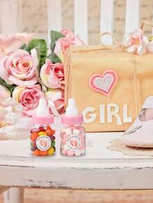24 bộ bình sữa mini 3,5 inch dùng làm quà tặng trong tiệc mừng em bé, trò chơi quà lưu niệm, bình sữa nhựa kèm nhãn dán và nơ cảm ơn, quà tặng cảm ơn khách mời, đồ trang trí kẹo. - Nhiều màu - Xem 6