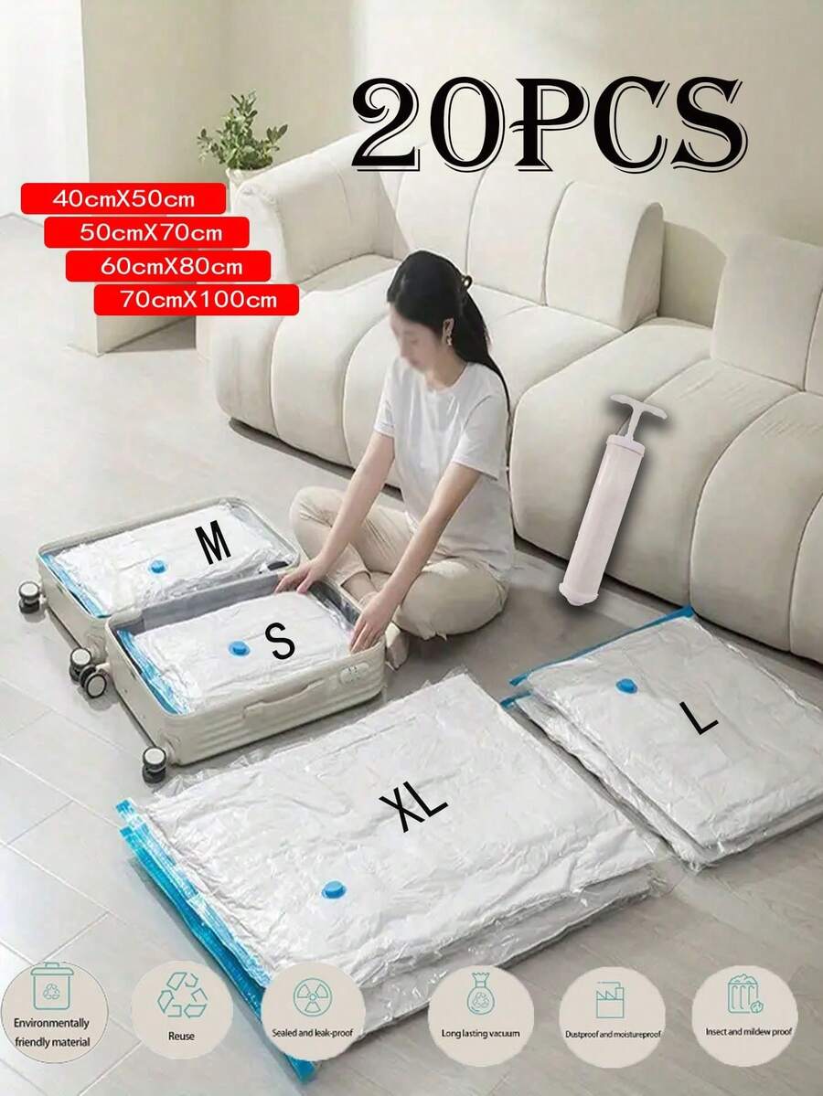 9/5/1pc Set Portable Travel Storage Bags, Large Capacity Compression Bags, Reusable Vacuum Bags, Foldable Packing Cubes, Printed Luggage Bags, Dust-Proof, Moisture-Proof, Moth-Proof, Space Saving For Clothes, Blankets, Bedding, Suitable For Closets, Bathrooms, Outdoor Gear, Back To School, Travel Essentials - Multicolor - View 1