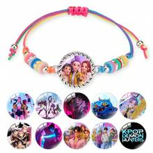 1pc Trending Rainbow Bracelet, KPOP Idol Group Soft Clay Slice Expandable Bracelet, Boho Beaded Chain - Multicolor - View 2