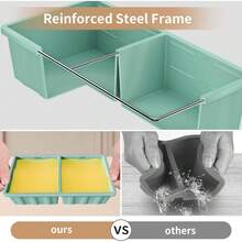 Silicone Meal Prep Friendly Ice Cube Maker With Lid For Soup Stock Portions 2 Pack Portable Freezer Trays - 綠色(2包裝) - 查看 5