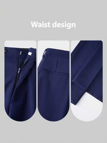 2026 Trending Men's 3-Piece Suit Set - Peak Lapel Blazer, Vest & Dress Pants | Classic Solid Formal Wear For Wedding Guest, Business & Prom (Easy-Care Poly-Viscose Blend) - 藍色 - 查看 6