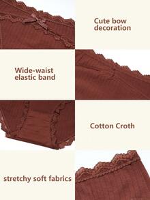 5条装女士纯棉全包臀三角裤，低腰三角裤，比基尼款式，柔软蕾丝边，性感三角裤，尺码S-XXL - 彩色 - 查看 5