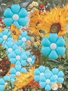12个雏菊造型气球套装，大小糖果蓝雏菊铝箔气球，适用于生日派对、周年纪念、婚礼、婴儿派对、活动、家居装饰 - 淺藍色 - 查看 3