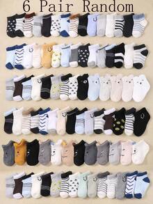 20/10/6 双装婴儿及幼儿袜子，休闲运动袜，男女童均适用，图案包括星星、条纹、人脸、蝴蝶结设计，柔软舒适，适合 0-3 岁儿童。 - 彩色 - 查看 13