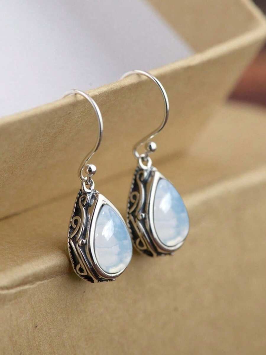 1 Đôi bông tai dáng dài đính đá Cubic Zirconia tuyệt đẹp dành cho nữ, thích hợp làm quà tặng đám cưới, lễ đính hôn, kỷ niệm, tiệc tùng hoặc quà tặng ngày Valentine. - trắng - Xem 1