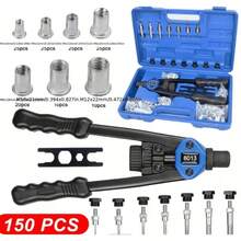 Rivet Nut Tool Thread Kit Household Tools Rivet Nut Kit Car Soap Pump Sprayer Rivet Install Tool Kit Nut Nail Setter Hand Aluminum Alloy Manual Riveting Machine - Blue - View 9