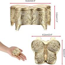 Butterfly Trinket Box Vintage Style Jewelry Storage Treasure Chest - Gold - View 3