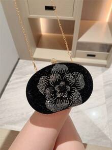 1 Stück schwarze vintage elegante Handtasche mit dickem floralem Muster und Perlenbesatz, passend zu Damenkleider, Cheongsams, Abendgarderobe, modische und elegante Clutch, geeignet für formelle Anlässe, Partys, Hochzeiten und Cocktailveranstaltungen - Schwarz - Übersicht 8