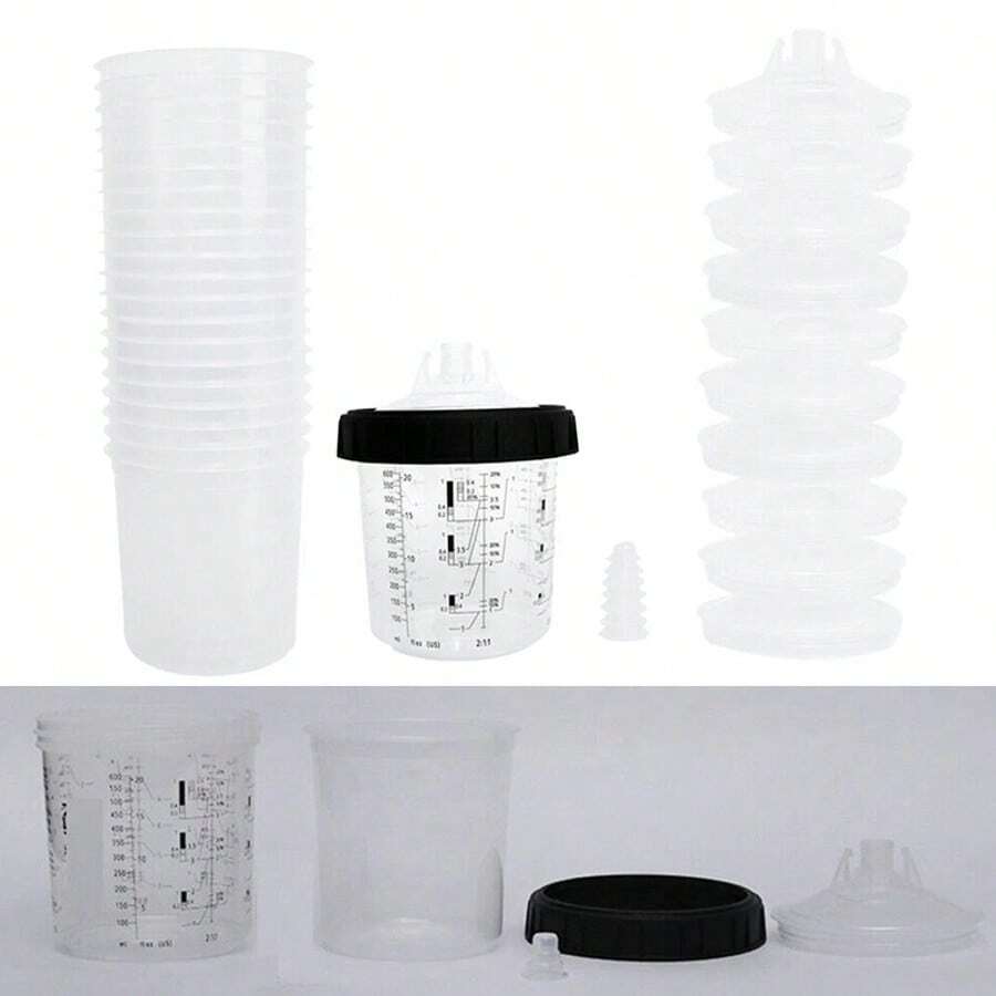 Disposable Plastic Spray Paint Gun Liners & Lids Kits 20 Ounce 400ML Cups - A - View 1