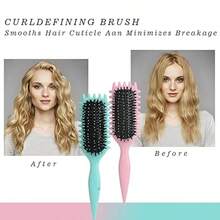 Curly Hair Brush - Curl Defining & Detangling Brush For Men & Women, Vented Design For Faster Drying, Soft Bristles For Pain-Free Styling, Ergonomic Lightweight Handle, No Pulling Or Breakage - 薄荷綠 - 查看 6