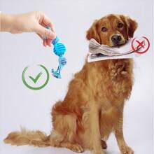 1pc Cotton Rope Knot Dog Chew Toy With Spiky Rubber Ball, Durable Teething Aid For Puppies, Teeth Cleaning Molar Stick For Small Medium Dogs, Oral Health Care Puppy Essentials - 玫紅色 - 查看 5