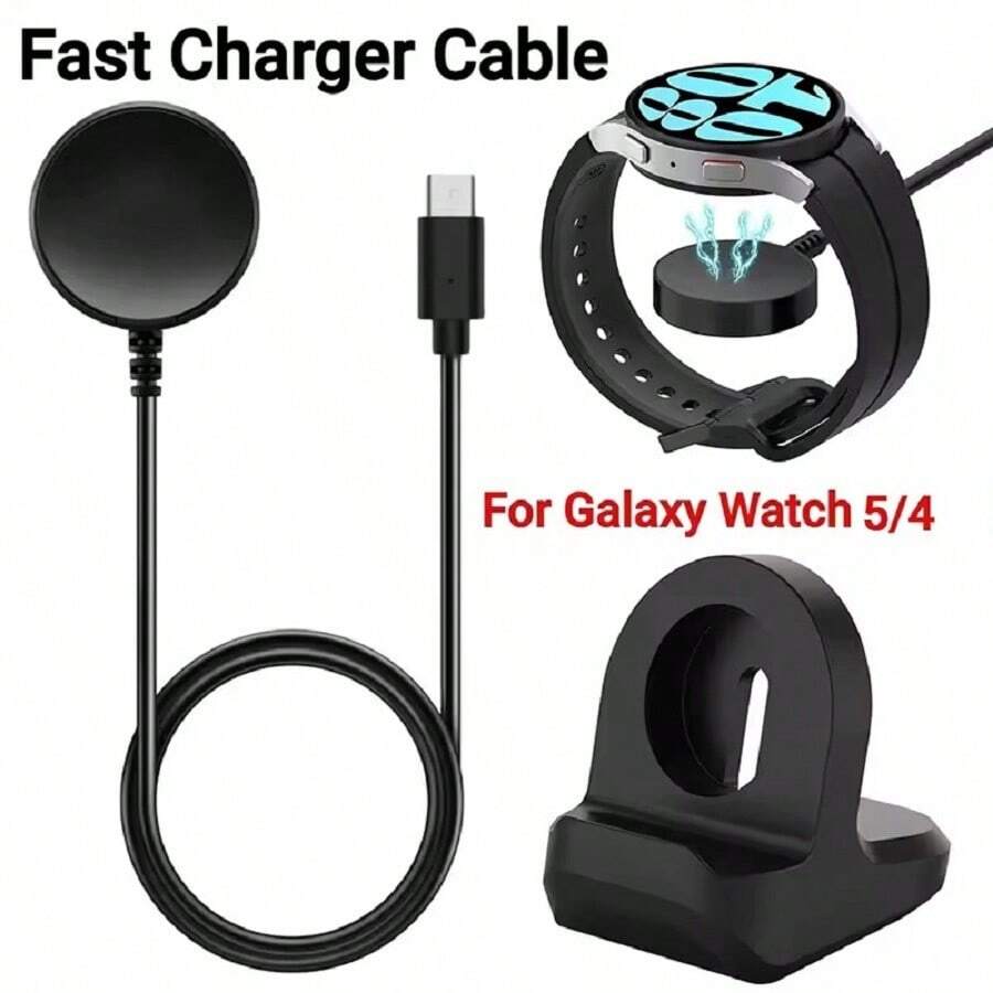 Galaxy Watch5/5 Pro/4 Classic USB-C Type C Charger, Smart Watch Replacement Charger - Black - View 1