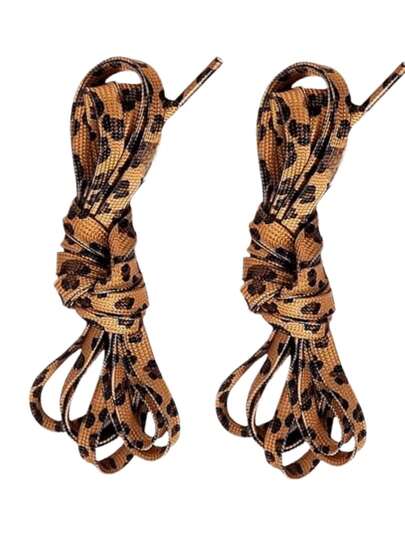 1 Pair Of Leopard Print Flat Shoelaces, Animal Print Replacement Shoelaces, Suitable For Sneakers, Canvas Shoes, And Casual Shoes, Durable Trapezoidal Shoelace Design, Unisex, Tear-Resistant, Casual And Versatile, 10 Sizes Available, Casual Shoes, Stylish Shoelaces, Tear-Resistant Material, High-Quality Shoelaces, Men's Sneakers, Women's Shoes.