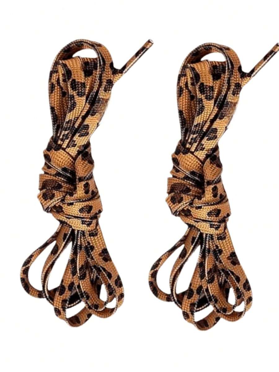 一双豹纹扁平鞋带，动物纹替换鞋带，适用于运动鞋、帆布鞋和休闲鞋，耐用梯形鞋带设计，男女通用，防撕裂，休闲百搭，10种尺码可选，休闲鞋，时尚鞋带，防撕裂材质，高品质鞋带，男士运动鞋，女士鞋，鞋子，春夏精选，伴娘礼物，房间，卧室装饰，海滩，旅行，男士，女士，度假 - 彩色 - 查看 1