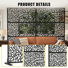 Pantalla de Privacidad Metálica 74"x47.2" con Soporte, Panel Divisor Decorativo para Exterior, Partición Libre para Terraza, Balcón y Jardín, Uso Interior y Exterior - Estilo 2 - Ver 4