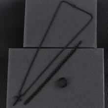 Three-Piece Men's Necklace Set With A Cross Pendant, Ring, And Bracelet. Ideal Father's Day Gift. Stylish Jewelry For Everyday Wear. - 黑色 - 查看 4