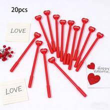 [Valentine's Day Theme Stationery] [Random] 1/5/10/20 Pcs/Set Valentine's Day Theme 0.5mm Ballpoint Pen Set, Suitable For Students And School Use, Valentine's Day Stationery Set, Valentine's Day Gift Set, Valentine's Day Classroom Exchange Gift, Gift Bag Filler Toys - Multicolor - View 10