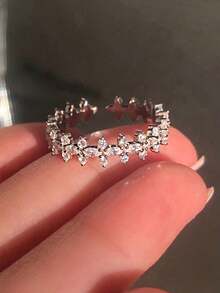 1件 2026新款时尚可调节银色花环戒指 四叶草花朵开口戒指 女士情人节礼物首饰 适合周年纪念日、派对、聚会和特殊场合 - 銀色 - 查看 8