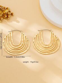 1 Pair Women's Exaggerated Fashion Elegant U-Shaped Geometric Earrings, Suitable For Daily Wear - Yellow Gold - View 6