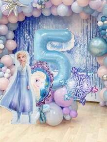 Hasbro 19pcs Aluminum Foil & Latex Mixed Balloon Set, Dreamy Ethereal Style, Snowflake Pattern, Light Blue, Pink And Other Soft Cool Colors - Multicolor - View 7