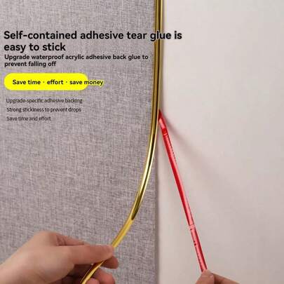 3米/10米PVC自粘3D墙面装饰条，适用于客厅、办公室的装饰边条，可水洗亮面金属饰面墙面装饰条