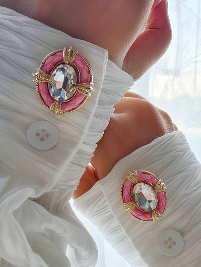1pc/2pcs Shirt Diamond Cufflinks Vintage Cuff Buttons Clothing Accessories Gift, Valentine's Day Party Decor