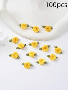 50pcs Polyester Leaf Rose Flowers, Handmade DIY Craft Decorative Small Flower Petals, Hair Accessory Bowknot Decors, Clothing Sewing Supplies - Multicolor - View 26