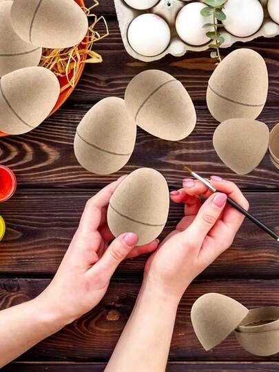 6pcs Paper Easter Eggs, Brown Colored Eggs For Easter DIY Crafts, Party Favors, Paper Eggs, Suitable For Easter, Party Decorations