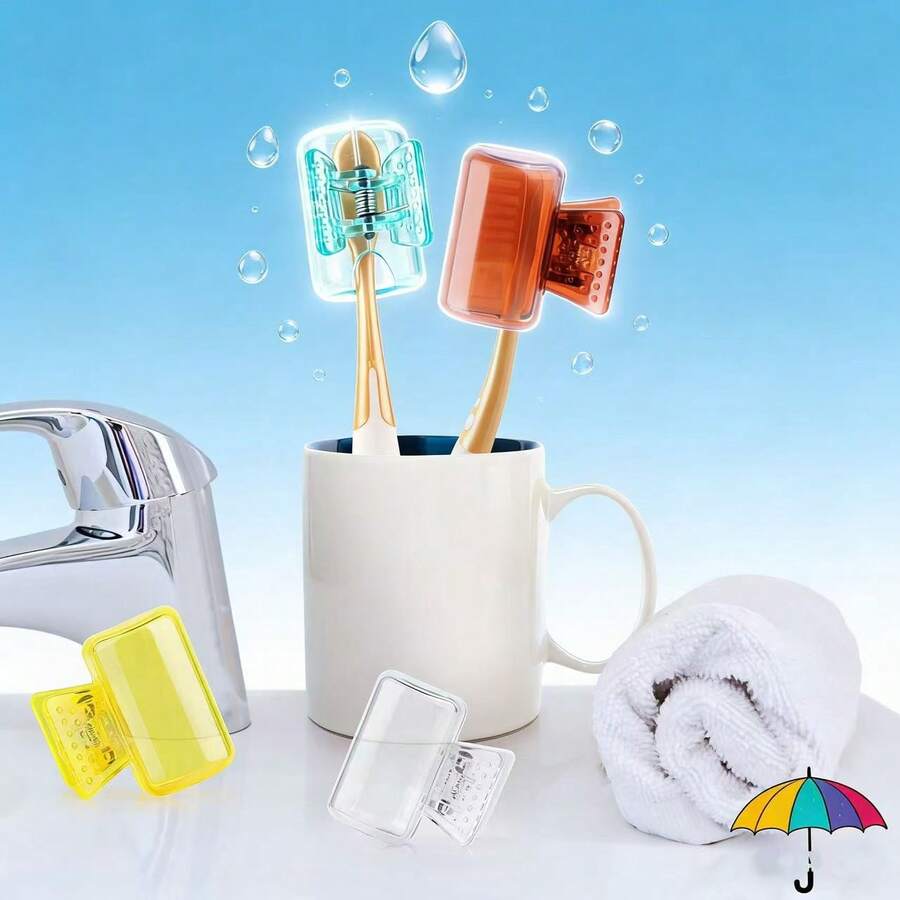 4pcs Hxezoc Toothbrush Covers, Keep Toothbrush Fresh And Clean, Fit Most Manual And Electric Toothbrushes - Multicolor - View 1