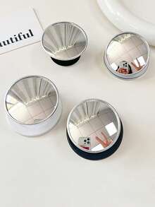 1个心形闪光樱桃手机镜贴纸，翻盖化妆镜，草莓领带桌面支架，兼容和安卓手机，是冬季假期、生日、送给亲朋好友的理想礼物，可伸缩手机支架，手机壳，手机配件 - 圓形鏡子支架 - 查看 5