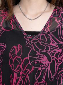 JUTU 春夏黑色连帽宽松印花网纱薄纱罩衫，2026 轻薄半透明百搭上衣 - 0A94黑色 - 查看 7