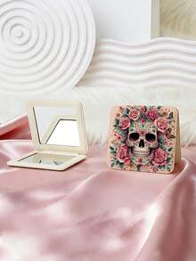 1pc Gothic Style Skull Series Vanity Mirror, Foldable Lightweight Compact Handheld Mirror, Durable PU Leather, Suitable For All Occasions, Portable Pocket Mirror With Classic Skull, Rose, Butterfly, Spider Web, Heart Patterns, 180° Flip Design - Multicolor - View 18