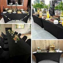 1 pieza Mantel rectangular de poliéster, material de tela elástica, ajuste apretado y resistente a las arrugas, lavable a mano y a máquina, adecuado para boda, cumpleaños, feria comercial y decoración de eventos, mantel de banquete de unicolor - Multicolor - Ver 5