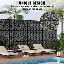 Pantalla de Privacidad Metálica de 74" Alto x 47.2" Ancho con Soporte, Panel Divisor de Habitación Decorativo Exterior, Partición de Patio Libre para Terraza, Balcón y Jardín, Uso Dual Interior y Exterior - Estilo3 - Ver 6