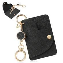 1 Set Retractable Keychain Lanyard With Cute Heart Shaped Keyring, And 1 Retractable Durable Card Holder Keychain Pouch - Multicolor - View 11