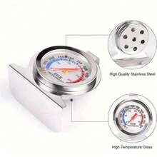 1pc Oven Thermometer, Range 50-300°C/100-600°F, 430 Stainless Steel Material, High Temperature Resistant Glass, Automatic Sensing, Accurate Temperature Measurement, Suitable For Kitchen, Cooking, Baking - Silver - View 9