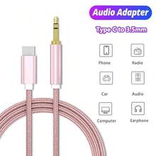 3.5mm立体声AUX音频线，适用于车载/家用音响、扬声器、耳机，兼容 15 Pro Max/15 Pro/15 Plus/15、S25/S24/S23/S22/S21/S20 Ultra Plus系列车载音频连接线 - 粉色 - 查看 10