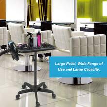 Carro de bandeja para salón con altura ajustable, bandeja rodante de aluminio para tatuajes, con soporte para secador de pelo, ideal para salones de tatuajes, peluquerías y centros de masajes. - Negro - Ver 8