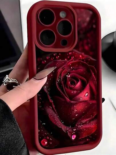 1pc Fashionable & Elegant Gradient Colorful Romantic Raindrop Rose Flower Sky Eye Stair Design Soft Phone Case, Suitable For IPhone 16, 16 Pro Max, Infinix Smart 7, Spark Go 2024, Infinix Hot 40/40 PRO/SPARK 20 PRO, Galaxy S25 Ultra