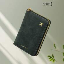1pc PU Leather Travel Passport Holder, RFID Blocking Multifunctional Portable Passport Cover Document Organizer Wallet With Zipper Design And Multiple Card Slots - Multicolor - View 14